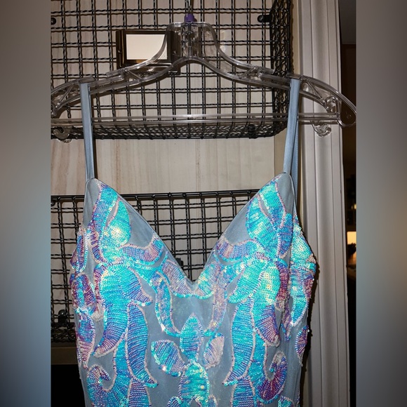 Selling JOVANI Prom Dress! The size is 8 and the color is light blue. - Picture 5 of 8